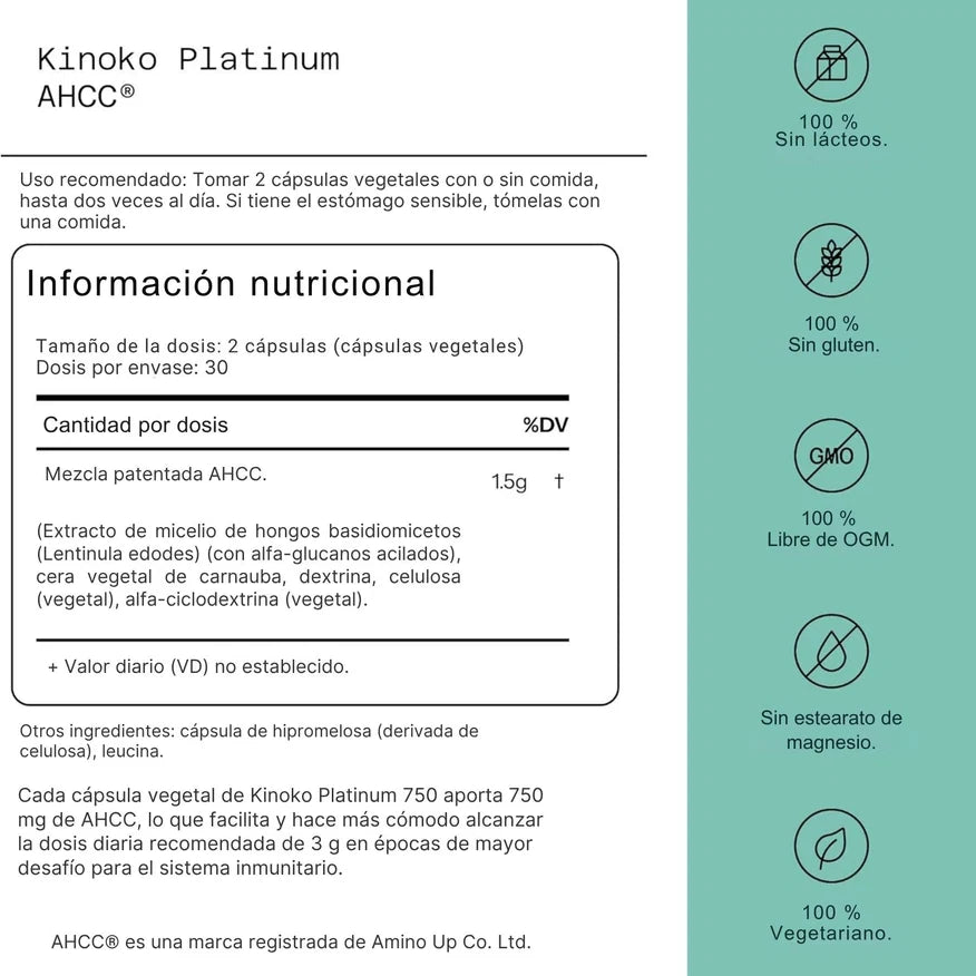 AHCC®-ELIMINADOR DE VERRUGAS CAUSADAS POR EL VPH (60 cápsulas).